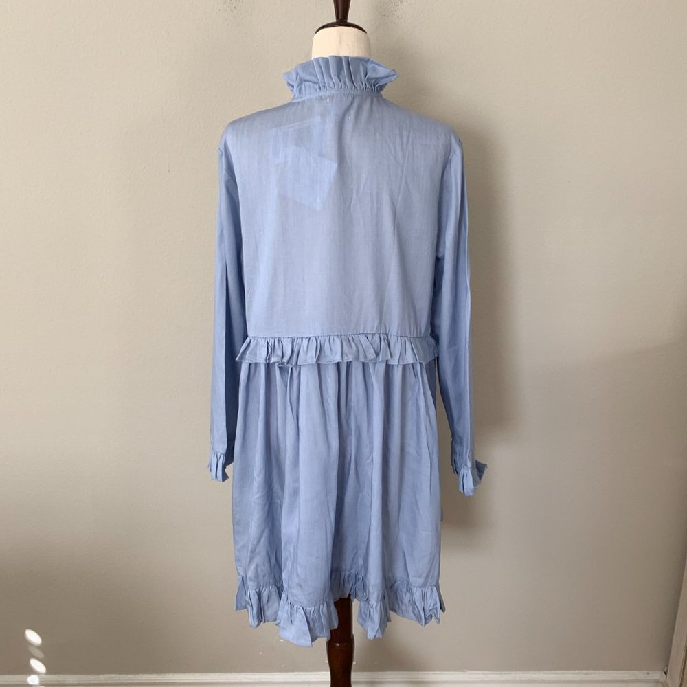 HP💋NWT! Madeleine Maternity Studio 18 Sz M Tie Neck Long Sleeves Ruffle Dress - Picture 5 of 7